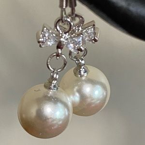 Akoya 10MM White Shell Pearl Earrings 925 Silver